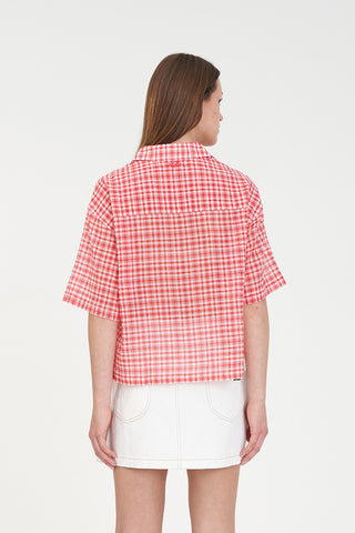 ROONEY SS DAD SHIRT POPPY/WHITE