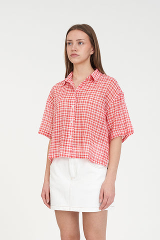 ROONEY SS DAD SHIRT POPPY/WHITE