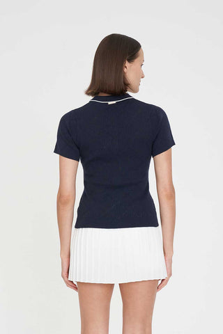 WOMENS DIAMOND KNIT POLO NAVY