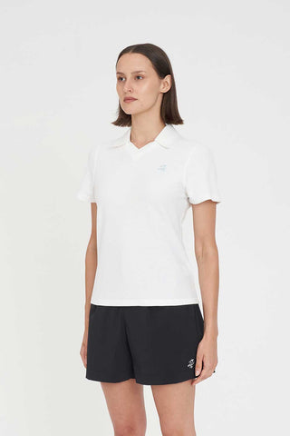 WOMENS BIRDIE SS POLO/PAR 97 CHALK/ICE BLUE