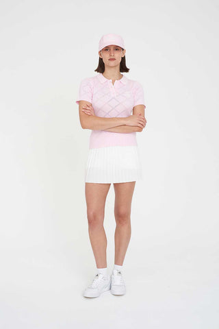 WOMENS DIAMOND KNIT POLO PETAL