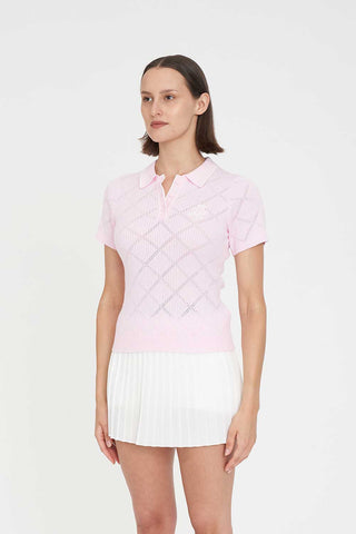 WOMENS DIAMOND KNIT POLO PETAL