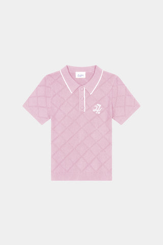 WOMENS DIAMOND KNIT POLO PETAL