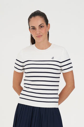 WMNS BRETON KNIT TOP WHITE/NAVY