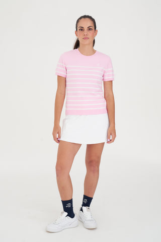 WMNS BRETON KNIT TOP CAMELLIA/WHITE