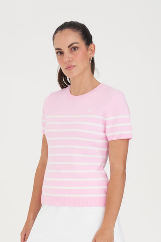 WMNS BRETON KNIT TOP CAMELLIA/WHITE