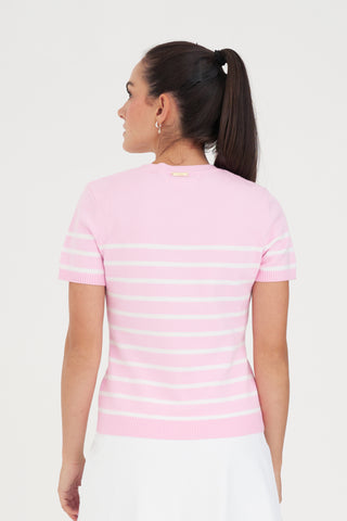 WMNS BRETON KNIT TOP CAMELLIA/WHITE
