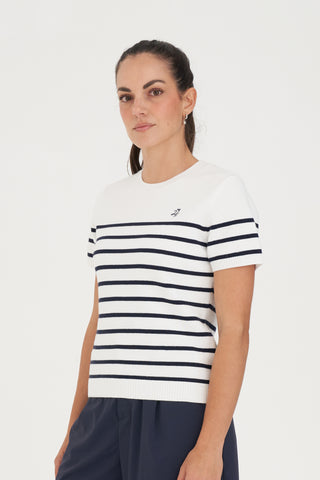 WMNS BRETON KNIT TOP WHITE/NAVY