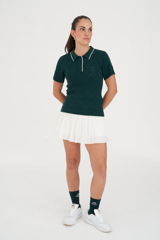 WMNS DIAMOND KNIT POLO GOLF GREEN