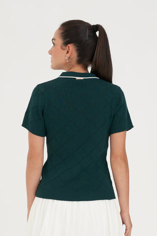 WMNS DIAMOND KNIT POLO GOLF GREEN