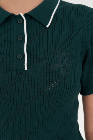 WMNS DIAMOND KNIT POLO GOLF GREEN