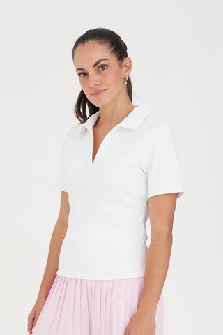 WMNS RIB KNIT POLO WHITE