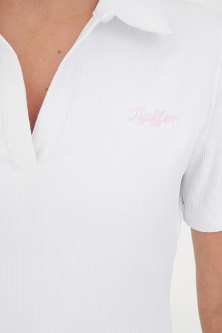WMNS RIB KNIT POLO WHITE