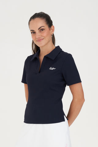 WMNS RIB KNIT POLO NAVY