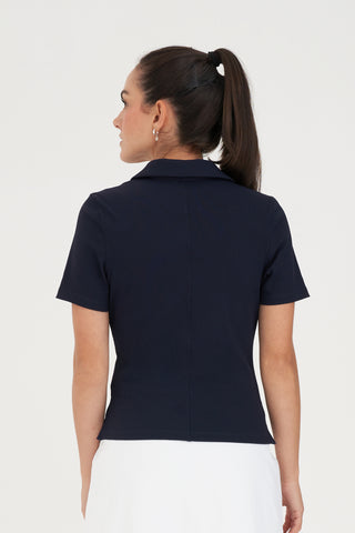 WMNS RIB KNIT POLO NAVY