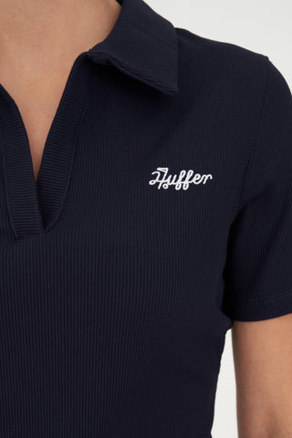 WMNS RIB KNIT POLO NAVY