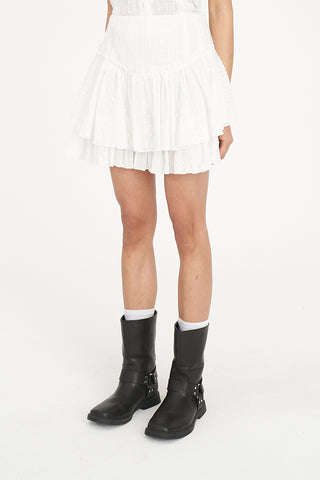 BRODERIE RUFFLE SKIRT CHALK