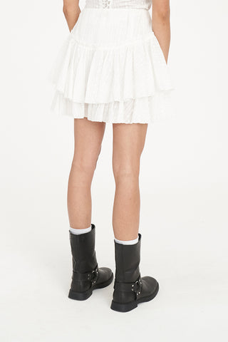 BRODERIE RUFFLE SKIRT CHALK