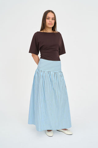 STRIPE ASHTON SKIRT BAY BLUE