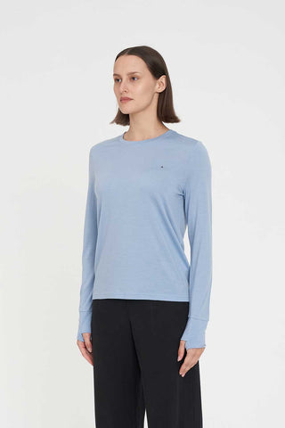 MERINO LS LANEWAY TEE STEEL BLUE