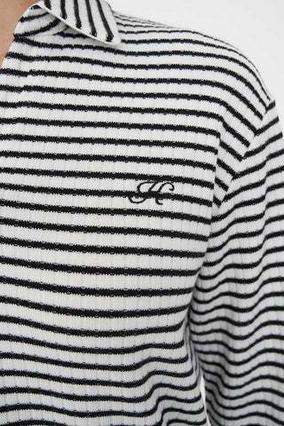 ALFIE STRIPE LS POLO CHALK/BLACK