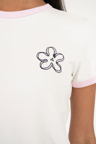 WMNS RINGER TEE/BOW-QUET CHALK