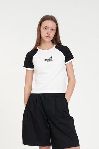RAGLAN MINI TEE/FLUTTERBY CHALK