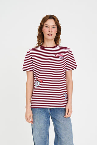 STRIPE SS TEE/NO.97 BURGUNDY/PETAL