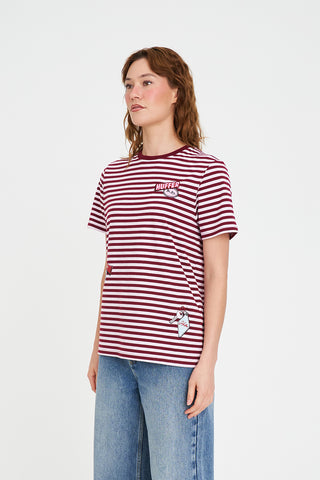 STRIPE SS TEE/NO.97 BURGUNDY/PETAL