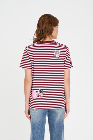 STRIPE SS TEE/NO.97 BURGUNDY/PETAL