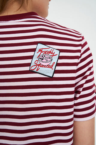 STRIPE SS TEE/NO.97 BURGUNDY/PETAL