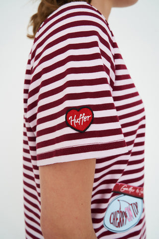 STRIPE SS TEE/NO.97 BURGUNDY/PETAL
