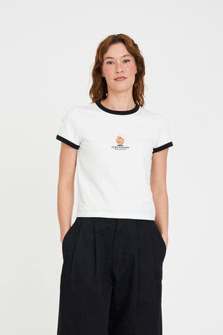 WMNS RINGER TEE/HOT & PEACHY CHALK
