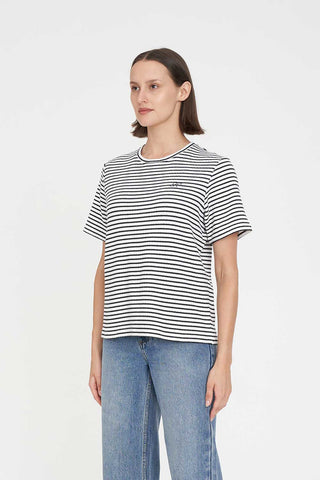 ALFIE STRIPE CLASSIC TEE CHALK/BLACK