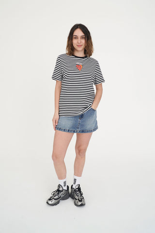 STRIPE CLASSIC TEE/HAPPY TEARS BLACK/W