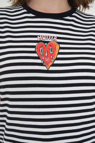 STRIPE CLASSIC TEE/HAPPY TEARS BLACK/W