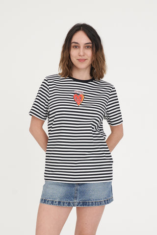 STRIPE CLASSIC TEE/HAPPY TEARS BLACK/W