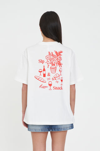 RELAX TEE 220/SIP & SNACK CHALK