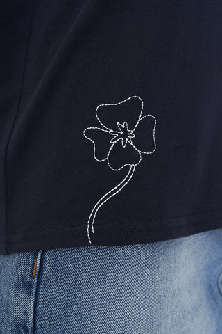CLASSIC TEE 170/FLORETTE NAVY