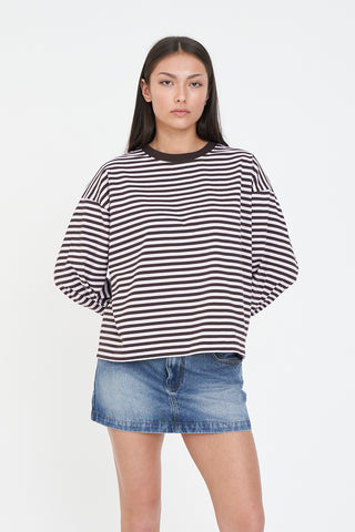 ALEX STRIPE BILLIE LS TEE PETAL/COCOA