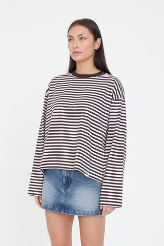 ALEX STRIPE BILLIE LS TEE PETAL/COCOA