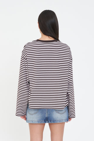 ALEX STRIPE BILLIE LS TEE PETAL/COCOA