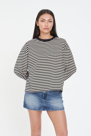 ALEX STRIPE BILLIE LS TEE BUTTER/NAVY