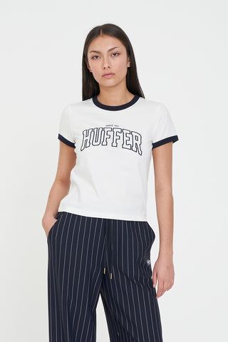 WMNS RINGER TEE/CRUX CHALK/NAVY