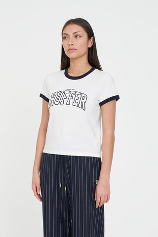 WMNS RINGER TEE/CRUX CHALK/NAVY
