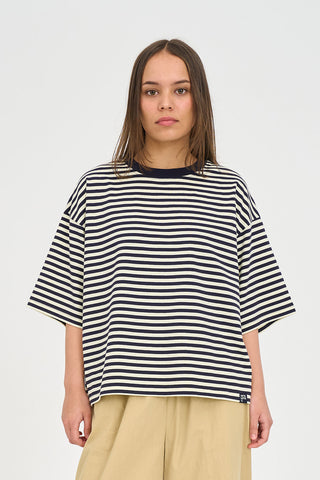 STRIPE BILLIE TEE 185 BUTTER/NAVY