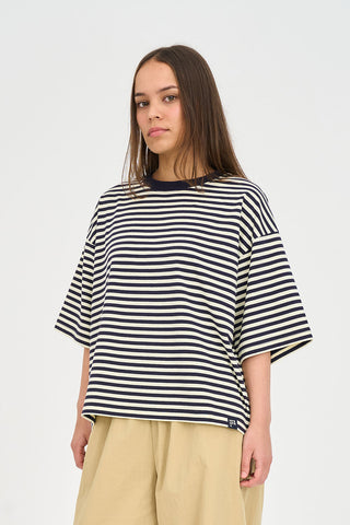 STRIPE BILLIE TEE 185 BUTTER/NAVY