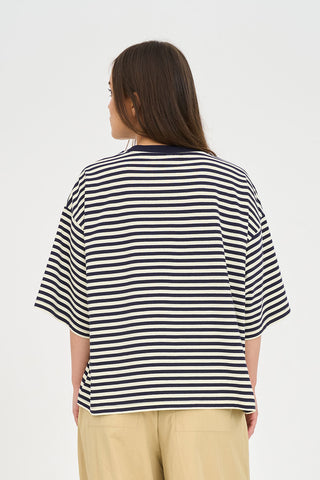 STRIPE BILLIE TEE 185 BUTTER/NAVY