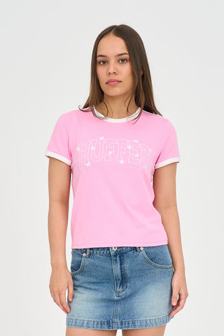 RINGER TEE/IN BLOOM GUAVA