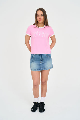 RINGER TEE/IN BLOOM GUAVA